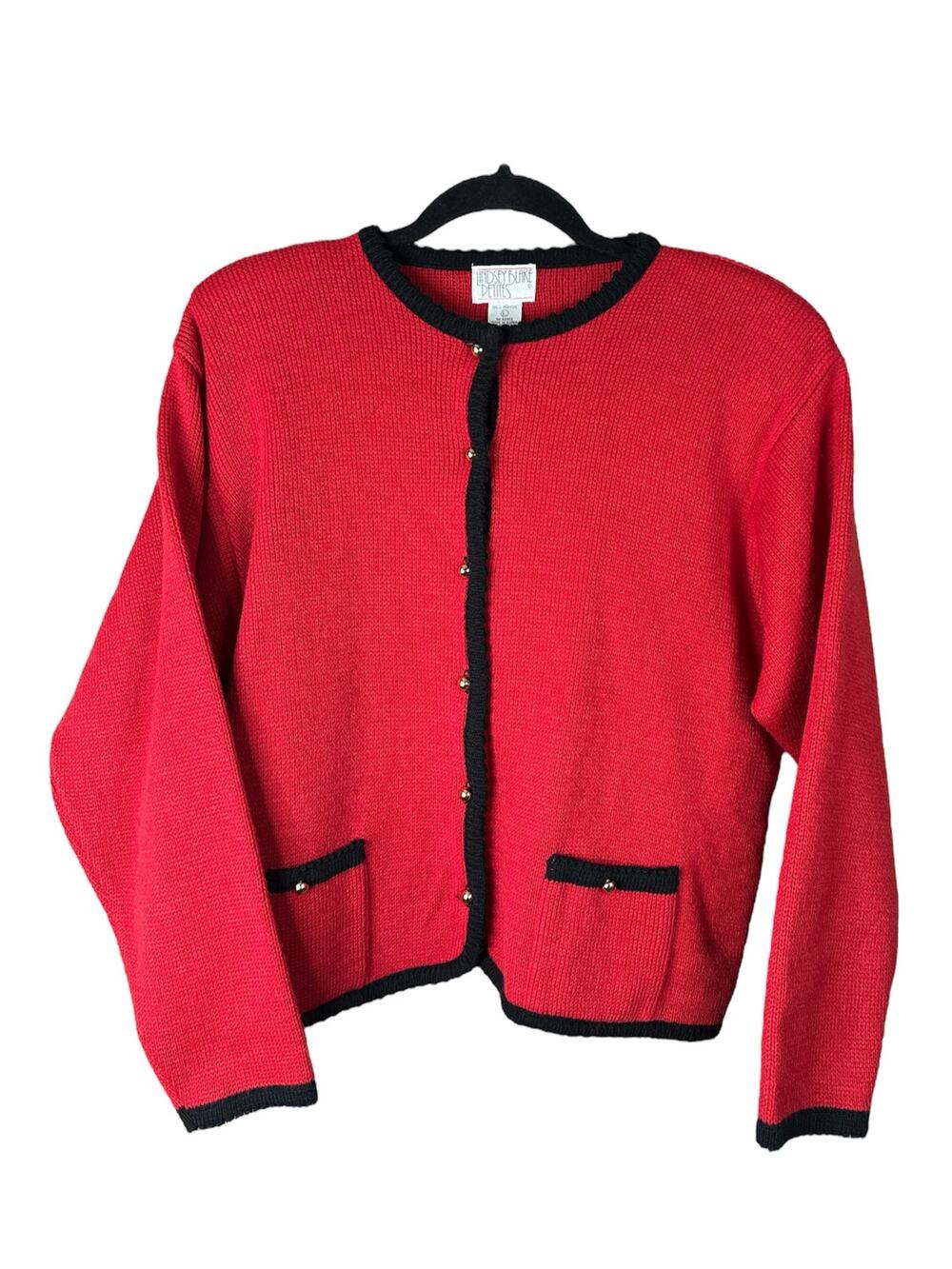 Vintage Lindsey Blake Red 100% Acrylic Long Sleeve Button Cardigan Size Large